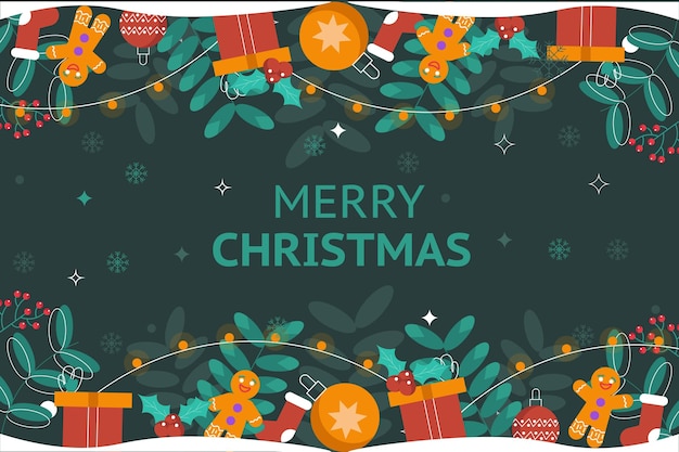 Weihnachtshintergrund des flachen Designs mit Geschenken