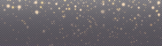 Weihnachtshintergrund. Glitzernder Staub. Magisch hell schimmernde glänzende Bokeh-Partikel. PNG-Effekt