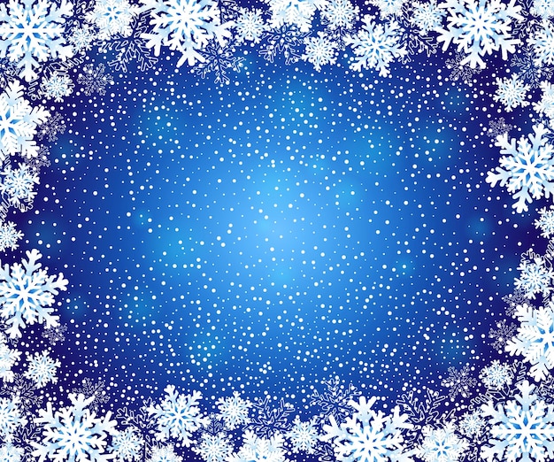 Weihnachtshintergrund mit Schneeflockenrahmen Vektorillustration