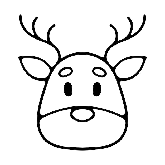 Weihnachtshirsch-Linie-Ikonen in einfachem Design auf weißem Hintergrund Hirsch des Weihnachtsmannes Geschenk Neujahrs Weihnachtsmann Feiertag Winter Schnee
