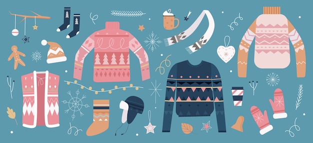 Weihnachtsillustrationssatz.