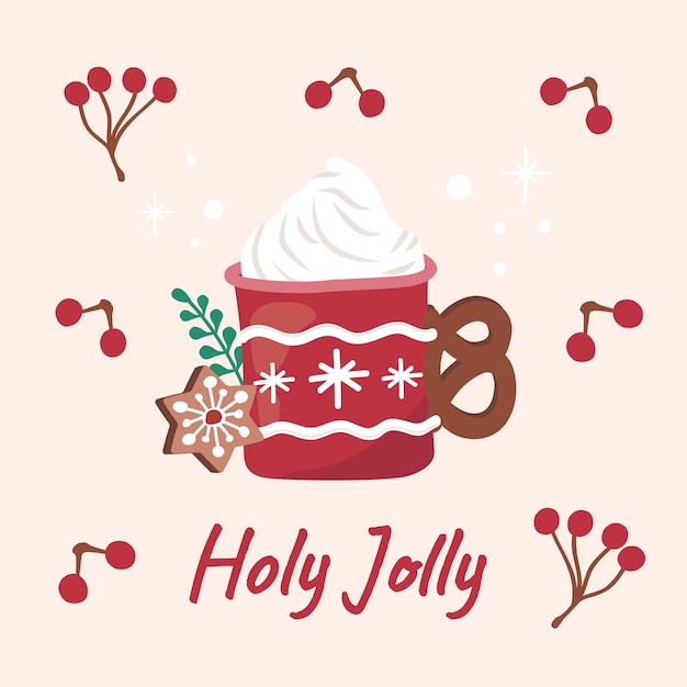 Vektor weihnachtskaffee café dessert schlagsahne süße desserts