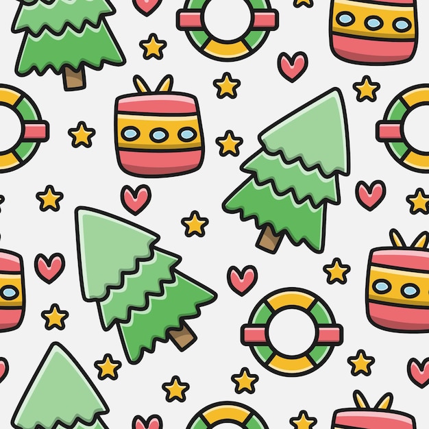 Weihnachtskarikatur-Gekritzelmusterentwurf