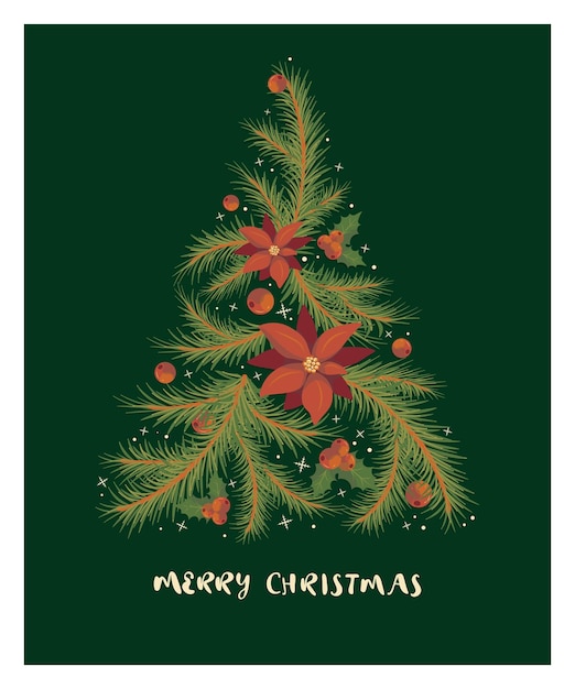 Weihnachtskarte mit Tanne und Weihnachtsstern