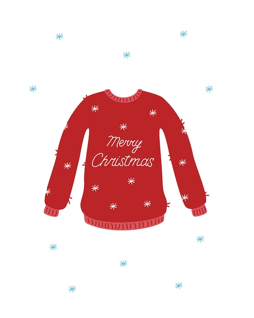 Weihnachtskarte roter strickpullover