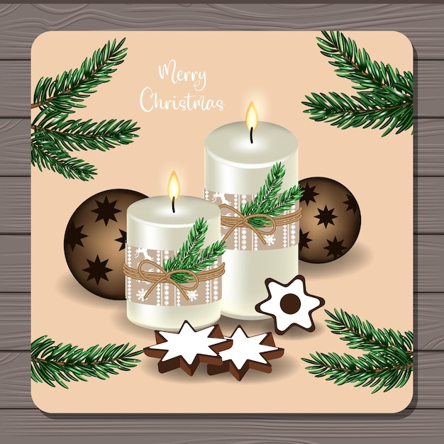 Weihnachtskerzenspielzeug und Weihnachtsbaum-Vektorillustration