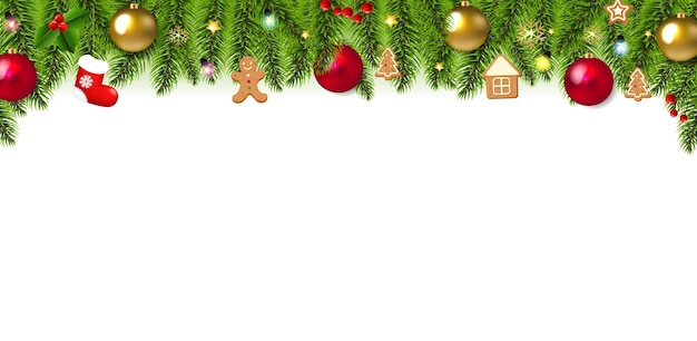 Weihnachtskränze mit Weihnachtenkugeln und Spielzeug mit gradienten Mesh-Vektorillustration
