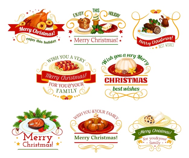 Weihnachtsküchen-dinner-abzeichen für neujahrsdesign