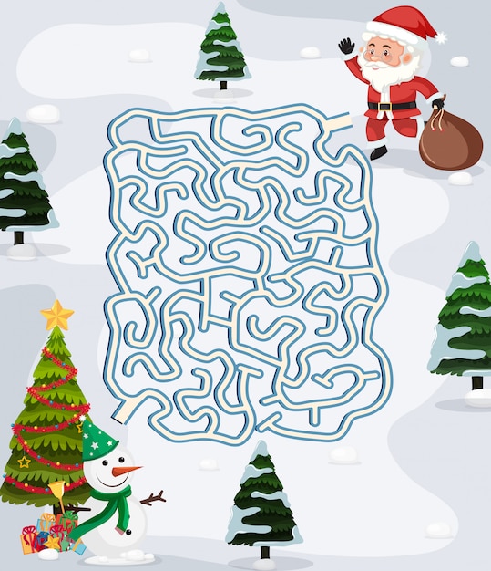 Weihnachtslabyrinth-puzzlespiel-schablone