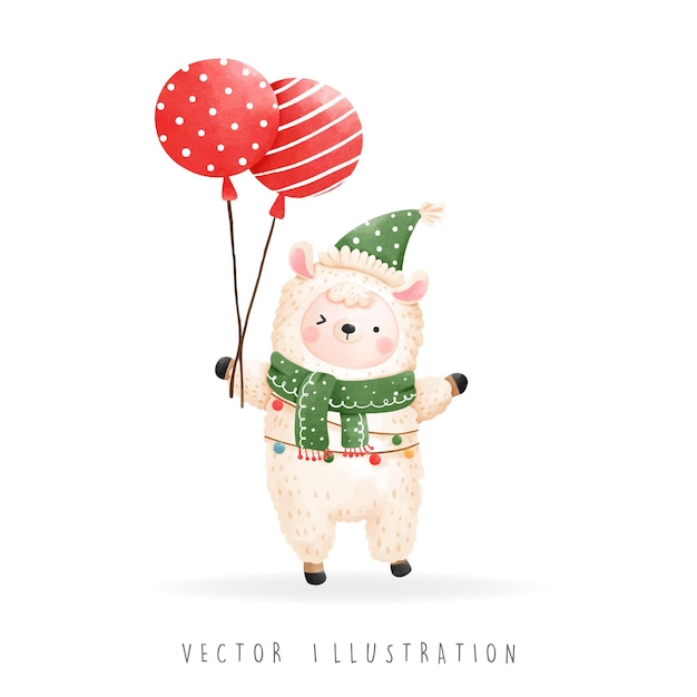 Weihnachtslama weihnachtsvektorillustration