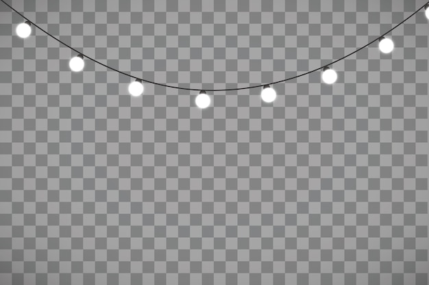 Weihnachtslichter lokalisiert auf transparentem hintergrund