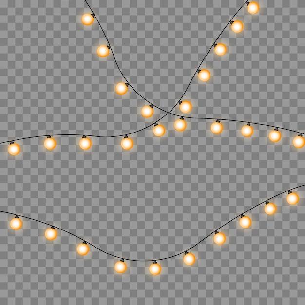 Weihnachtslichter lokalisiert auf transparentem hintergrund.