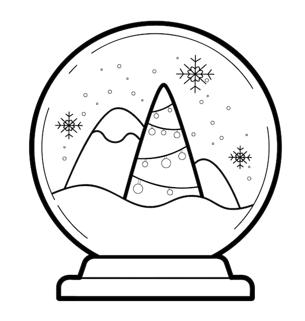 Weihnachtsmalbuch oder -seite für kinder. weihnachtskugel schwarz-weiß-vektor-illustration
