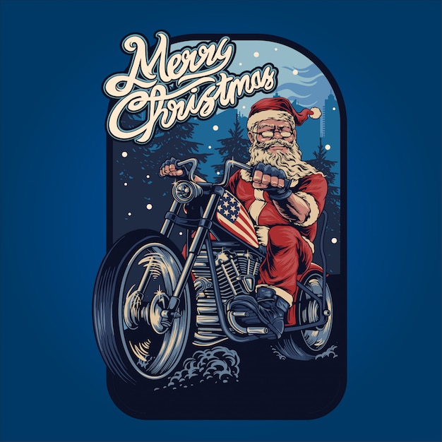 Weihnachtsmann auf einem motorrad