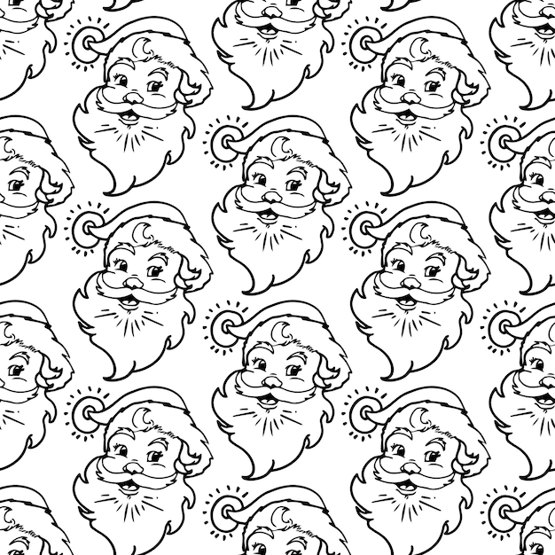 Weihnachtsmann Gesicht Weihnachten Musterdesign Strichzeichnung