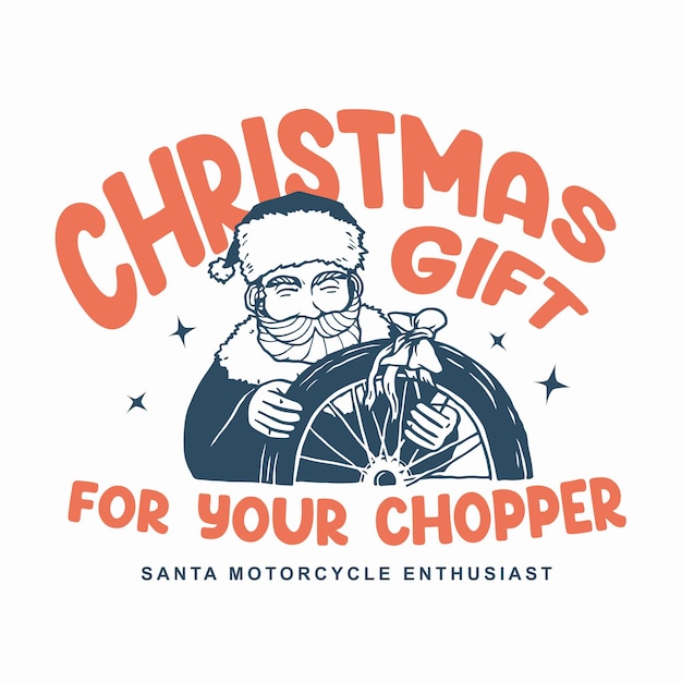 Vektor weihnachtsmann gibt ein geschenk von motorradreifen illustration