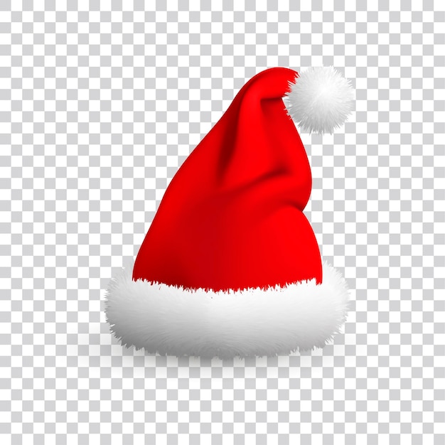 Weihnachtsmann-Hut isoliert auf transparentem Hintergrund Vektor