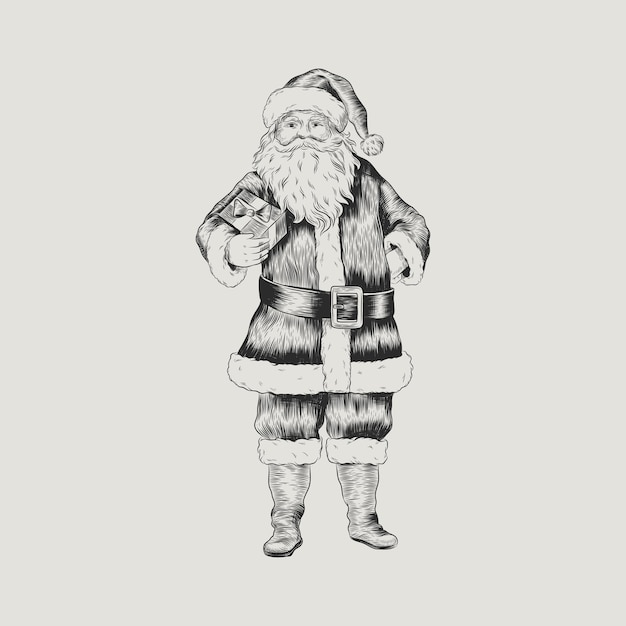 Vektor weihnachtsmann illustration vintage-gravurstil