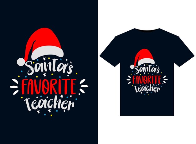 Weihnachtsmann-Lieblingslehrer-Illustrationen für druckfertiges T-Shirt-Design
