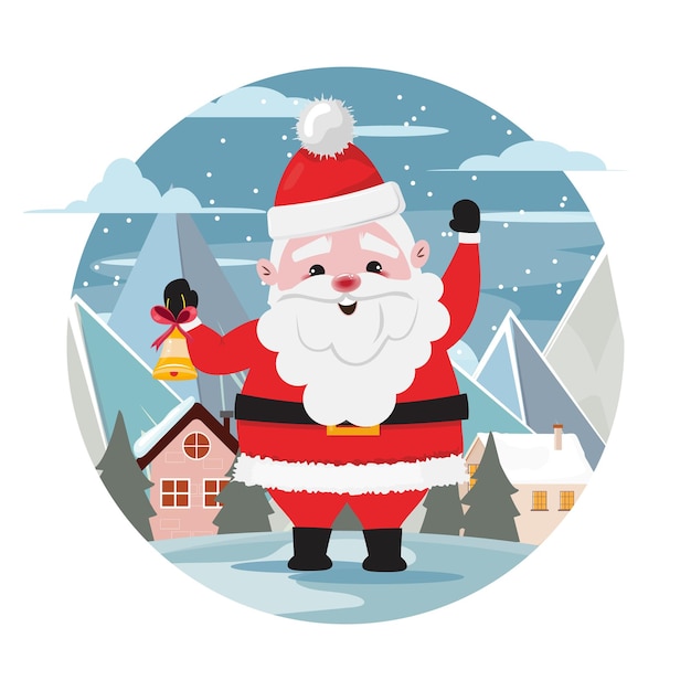 Weihnachtsmann mit einer goldenen glocke und einem gruß vom nordpol festbanner weihnachtsmann