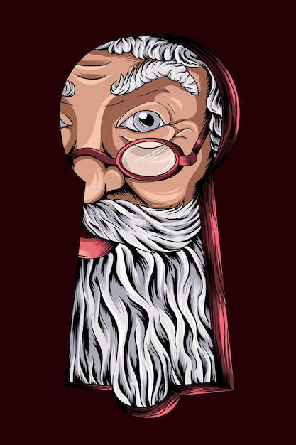 Weihnachtsmann mit schlüsselloch-vektor-illustration