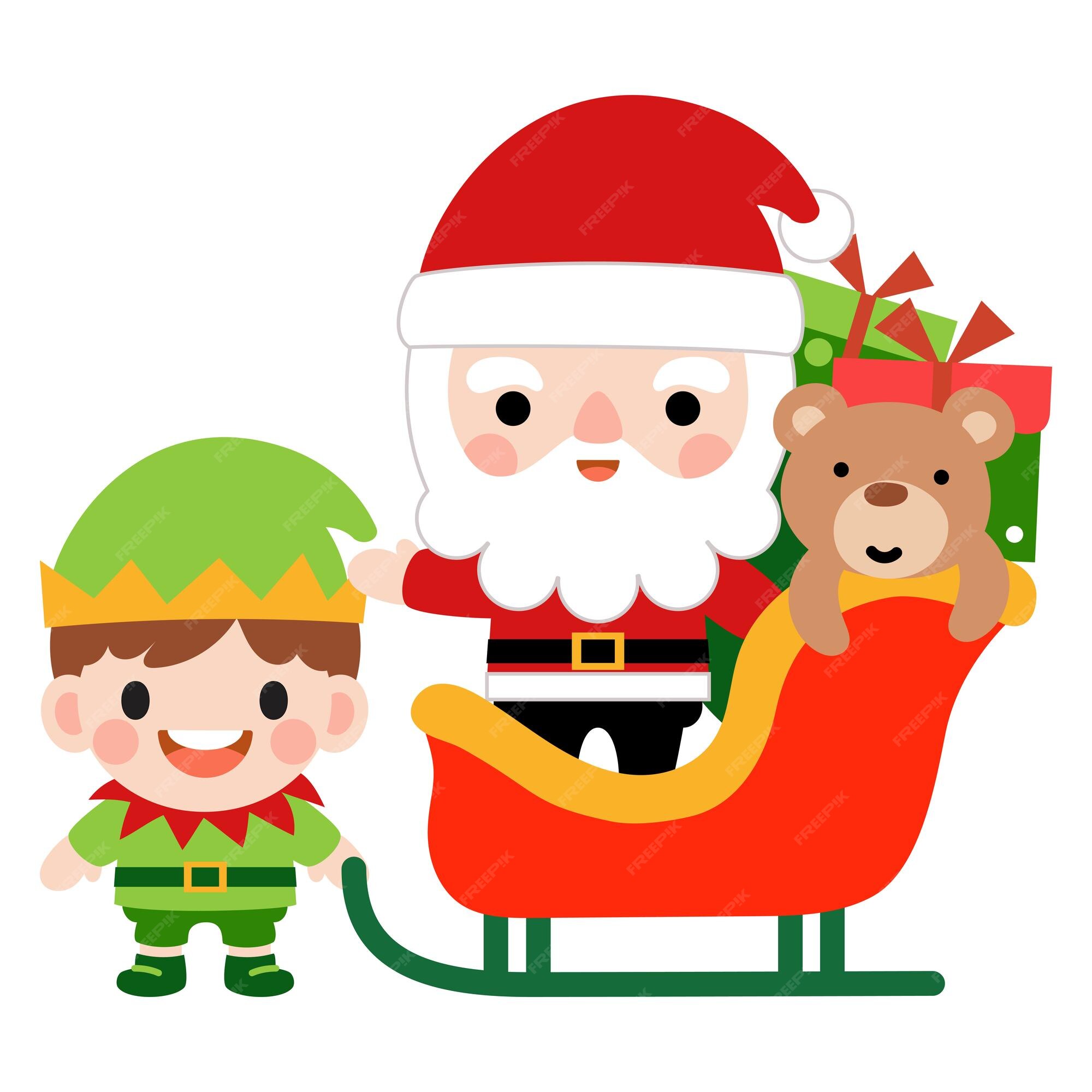 Weihnachtsmann und Elf Clipart Frohe Weihnachten und frohes neues Jahr