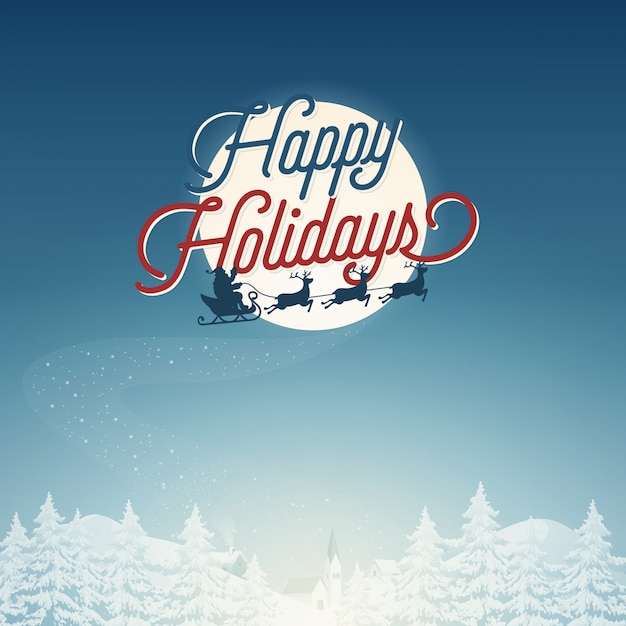 Vektor weihnachtsmann und rentier happy holiday vector