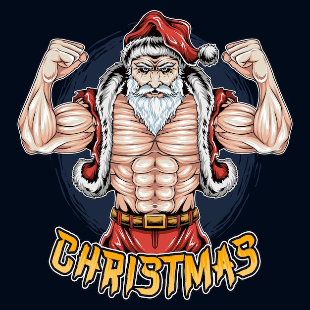 Weihnachtsmann weihnachten fitnessstudio muskelbodybuilding