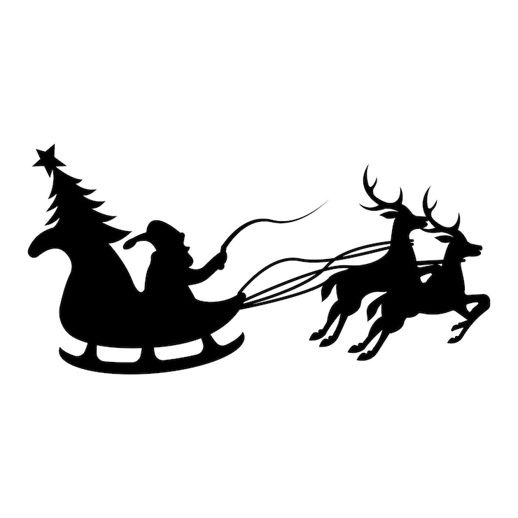 Vektor weihnachtsmannsschlitten und weihnachtsrentiere