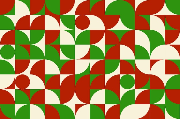 Weihnachtsmuster moderner bauhaus-geometrie-muster hintergrundvektor abstrakte mosaikformen und figuren weihnachtenmuster von bauhaus-quadratdreieck und kreis retro-geometry-muster fliesen