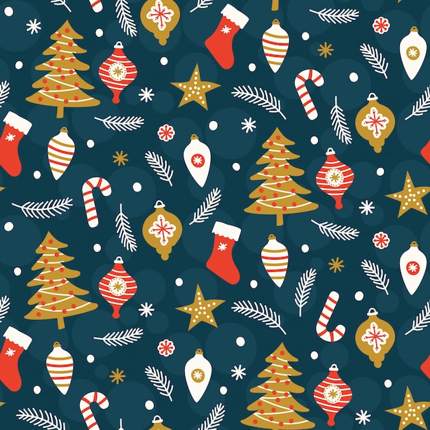 Weihnachtsnahtloses Muster auf blauem Hintergrund