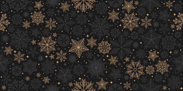 Weihnachtsnahtloses muster mit geometrischen motiven schneeflocken mit verschiedenen ornamenten