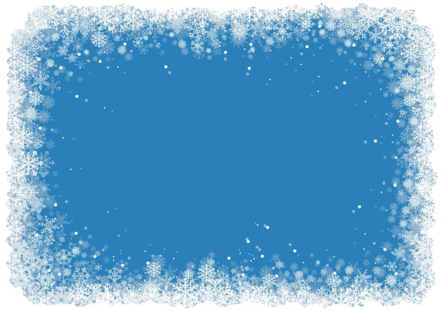 Weihnachtsrahmen mit schneeflocken über blauem hintergrund. vektor eps10.