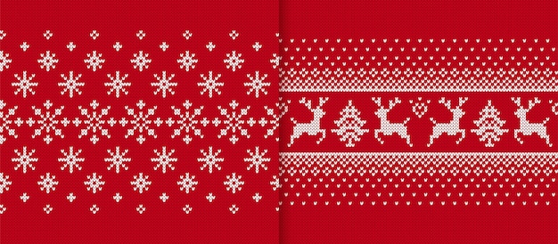 Weihnachtsrote texturen nahtloses strickmuster gestrickte rahmen fair isle traditionelles ornament weihnachtsdruck