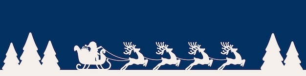 Vektor weihnachtsschlitten rentier blaue silhouette