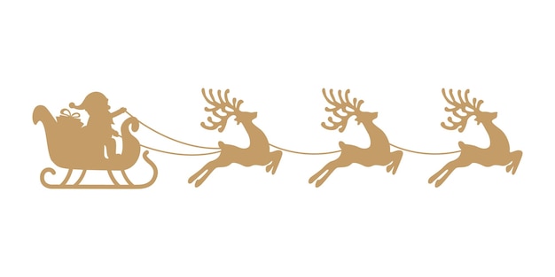 Weihnachtsschlitten Rentier goldene Silhouette