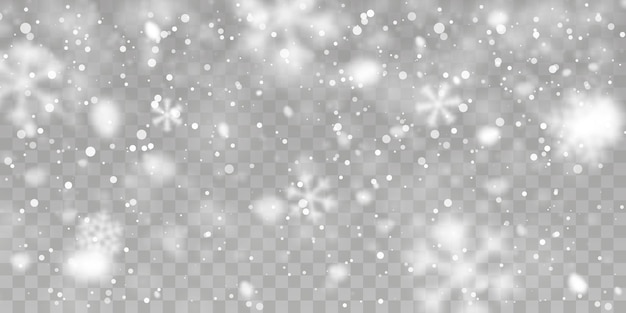 Weihnachtsschnee. fallende schneeflocken auf transparentem hintergrund. schneefall. vektor-illustration.