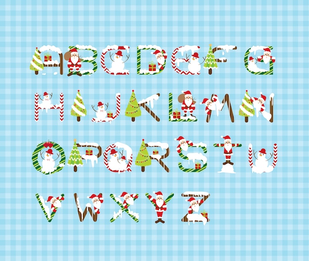 Weihnachtsschrift-entwurfs-vektor. abc-alphabet, brief.