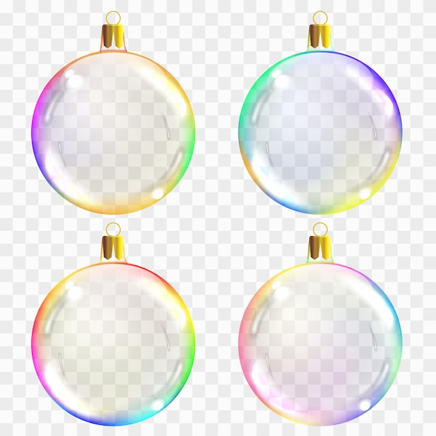 Weihnachtsspielzeug aus glas. kann auf jedem hintergrund verwendet werden. weihnachtsschmuck lagern. transparentes vektorobjekt für design, mocap. vektor-illustration.