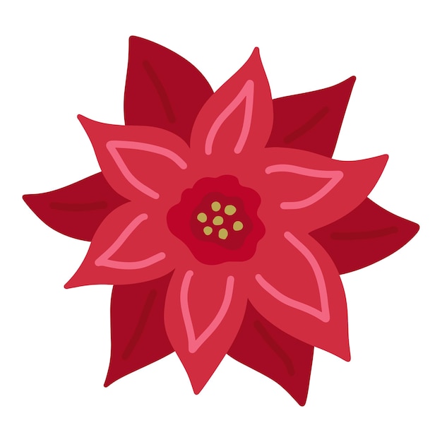 Weihnachtsstern weihnachtsstern rote blume einfache hand zeichnen flache doodle vektor-illustration festlicher winter