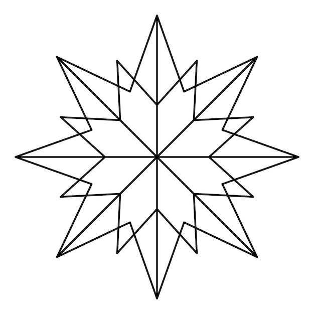 Vektor weihnachtsvektor schneeflocken-origami-stern von isolierten auf weißem hintergrund geometrische linie schnee-ikon