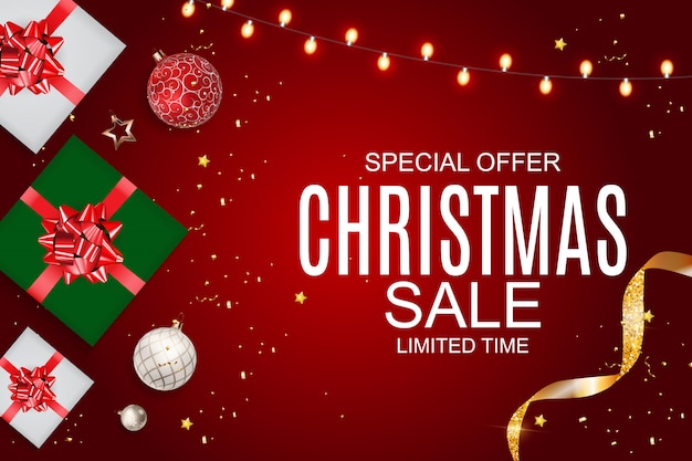 Weihnachtsverkauf Banner, Rabatt Angebot Vorlage.