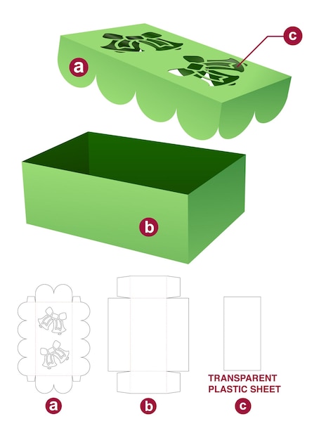 Weihnachtsverpackungsbox gestanzte vorlage und 3d-modell