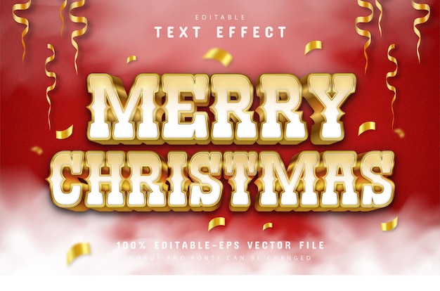 Vektor weihnachtsweißes gold 3d-text-effekt bearbeitbar