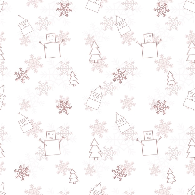 Weihnachtswiederholungsmuster, das mit Umrissformen für Weihnachtsobjekte erstellt wurde Nahtloses Weihnachtsmuster