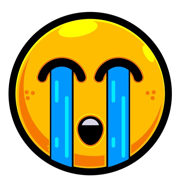Vektor weinende emoji-vektorfarbe gelb