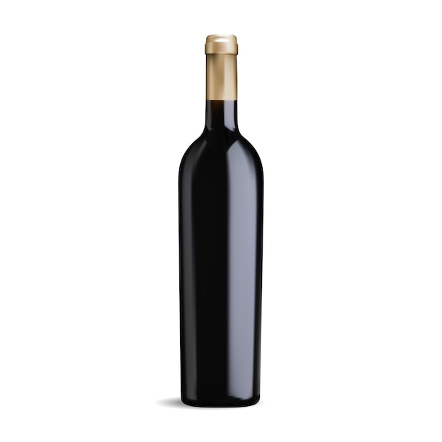 Weinflasche Vektormodell Rotwein schwarze Glasflasche bno Etikett für Design 3d illusration