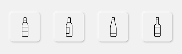 Weinflaschen-icon glas wein in einer reihe champagnerflaschen-icon in einer reihe weinflaschen-icon-set