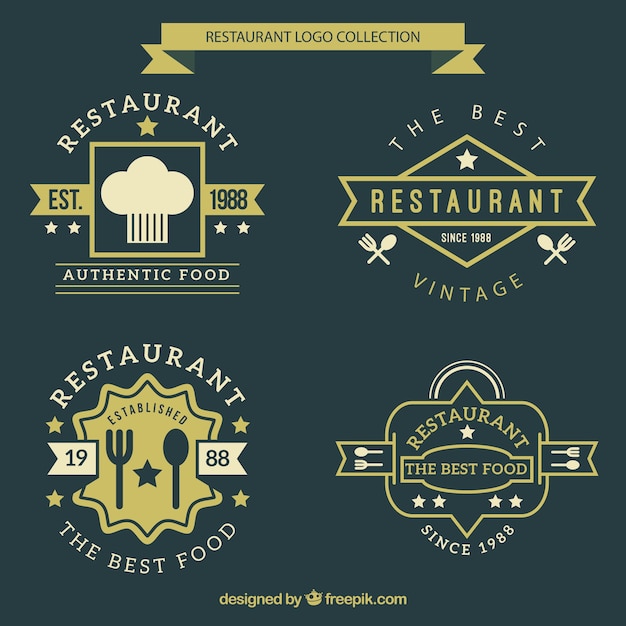 Vektor weinlese-restaurant-logo-sammlung