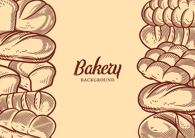 Weinlesebäckereihintergrund mit skizzierter brotvektorillustration. bäckerei- oder backhausmenü